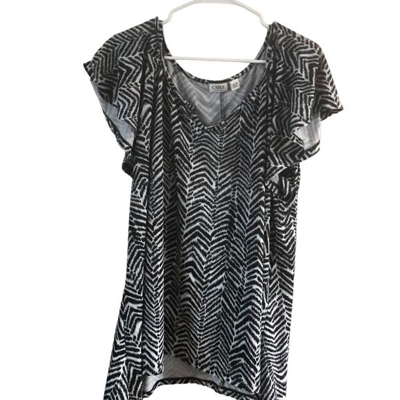 Cato size 22/24 short sleeve black and white V-neck blouse - Picture 1 of 8
